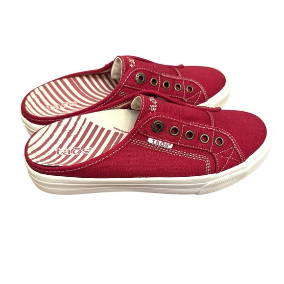 Taos EZ Soul Slip On Canvas Sneaker Backless Red Casual Comfort Shoe Women 7.5 - Picture 1 of 5